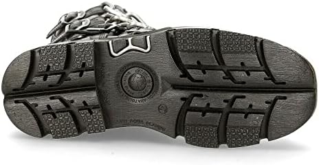 New Rock Men's 727-S1 Metallic Black Leather Spikes Gothic Mid Calf Punk Rock Boots | Image 6