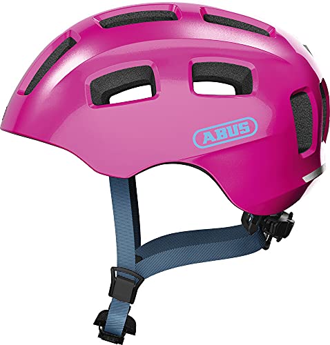 ABUS Fahrradhelm Youn-I 2.0 - mit Licht für Kinder, Jugendliche und junge Erwachsene - für Mädels und Jungs - Pink (funkelnd), Größe M