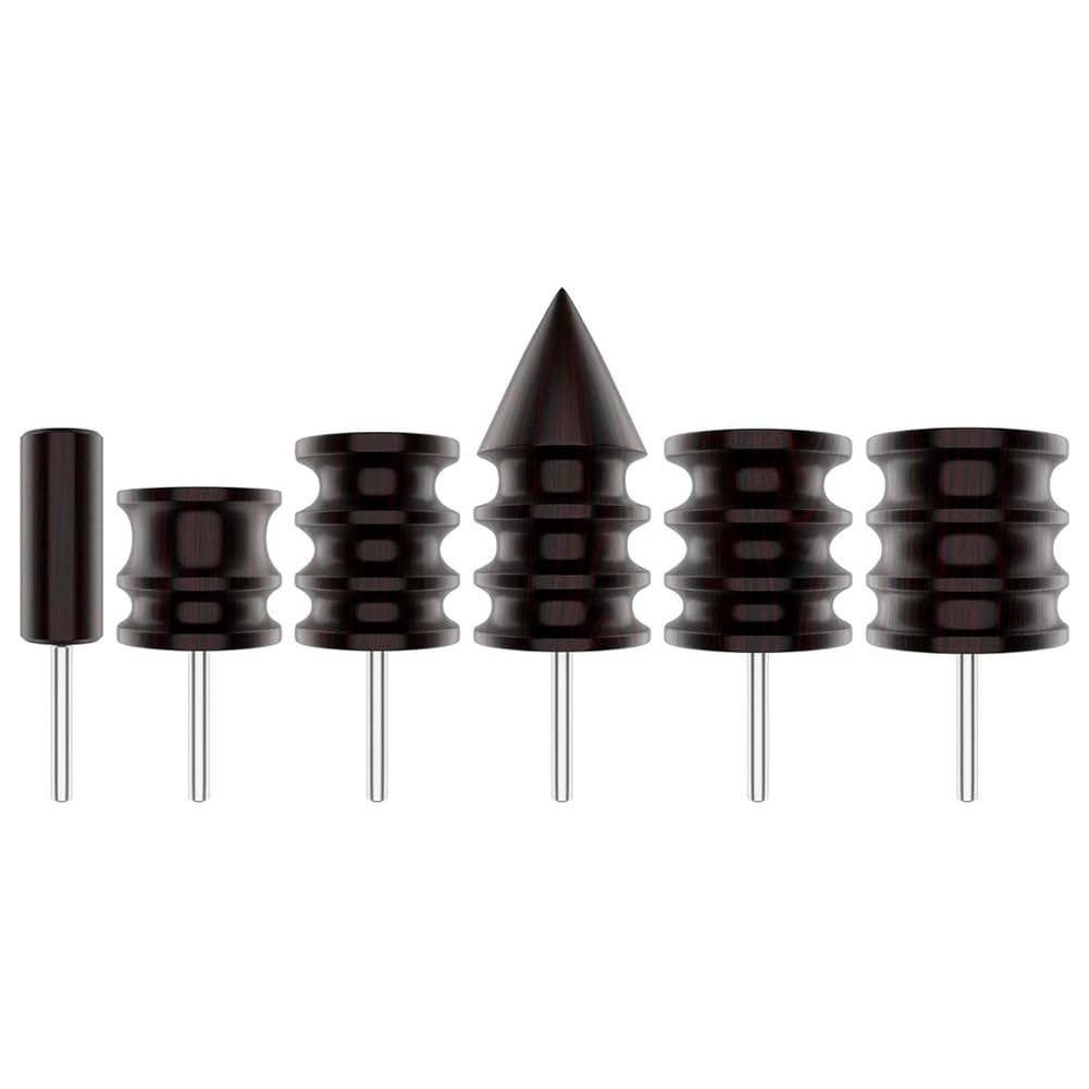 Silriku Leather Burnisher Bits for Rotary Tools Set - 6 Piece Set of Solid Tropical Sandalwood Burnishing Tools Set Smooth Leather Edge