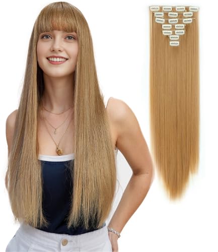 Extensions cheveux à clipser lisses 55cm | Lot de 7 pièces double trame 26#