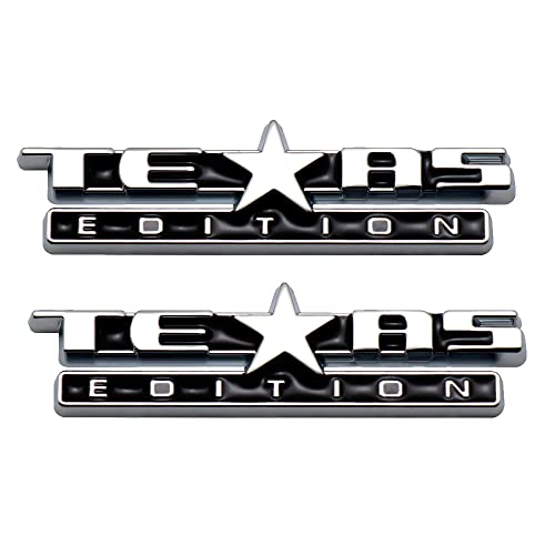 Image of 2X Small Size Texas Edition Emblem Badge Dash Instrument Panel 3D Sticker Decal Nameplate (Chrome Black)