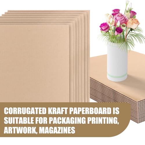 AKOLAFE 40 Blätter Wellpappe Naturkarton 4mm Dickes Pappe zum Basteln 30x21cm Bastelkarton DIN A4 Dreistufig Cardboard Glatt Packpapier Papier zum Drucken für Geschenke, Verpackung,Basteln (Braun)
