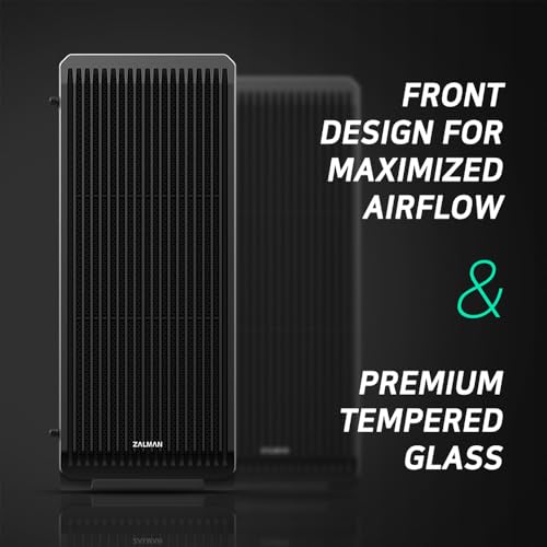 Zalman S2 TG ATX Mid-Tower PC Case, 3 x 120mm Fans Pre-Installed, Tinted Tempered Glass Side Panel, Mesh Front Panel, USB 3.0, Black - Thumbnail 4