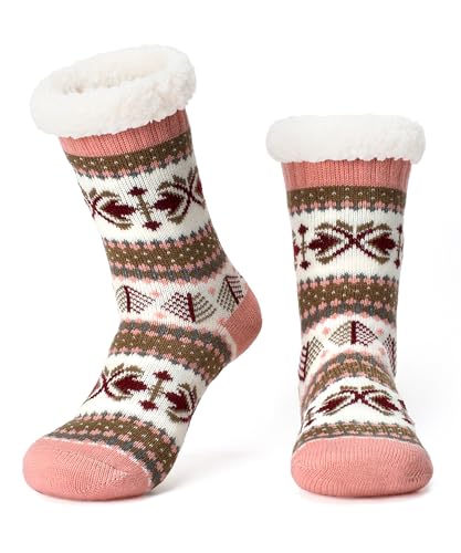 Image of The Metluks Women's Fuzzy Slipper Socks with Non-slip Grippers, Sherpa Lined Warm Cozy Gift Socks