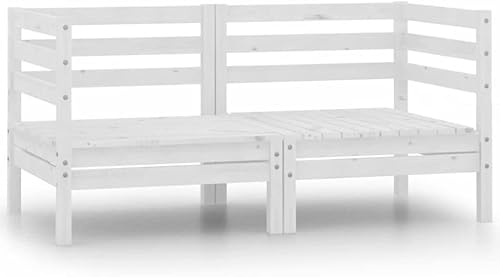 DGZLIIO Juego de muebles de patio sillas de patio muebles de exterior sofás esquineros de patio 2 piezas de madera de pino maciza blanca adecuada