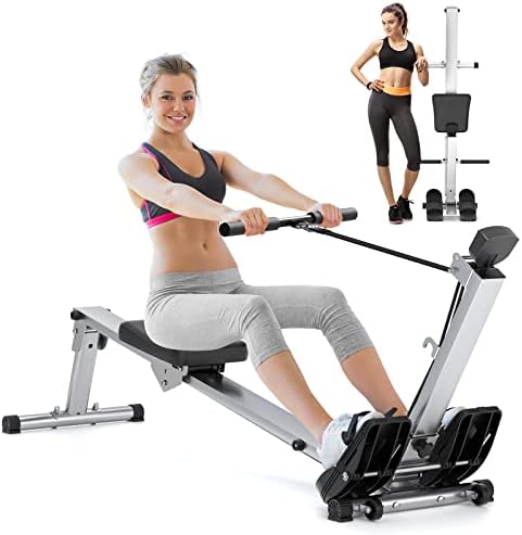 LUBBYGIM Rowing Machine for Home Use, Row Machine Rower with Adjustable Resistance, Hyper-Quiet Rower Machine Supports 300LBS
