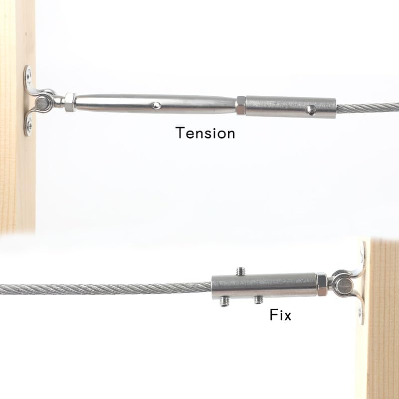Drahtseilklemme 20 Set Kabel Geländer 6/8mm Spanner Fitting Toggle Anker Mit Hexagon Grub Schraube Bolzen Draht Seil Treppe Seilklemme(for 6mm Wire)