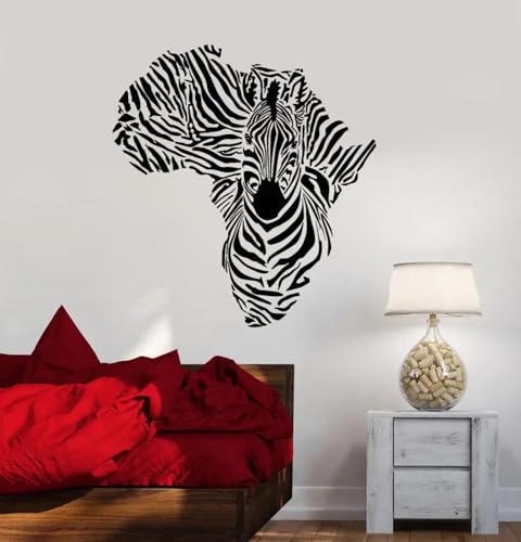 MIXUEXUNLU Autocolante de parede com mapa mapa do mundo vinil autocolante de parede mapa do continente africano abstrato animal zebra casa sala de estar autocolante de arte decorativo