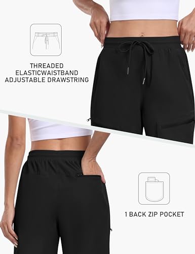 MoFiz Short feminino longo de 25,4 cm para mulheres, comprimento até o joelho, secagem rápida, short