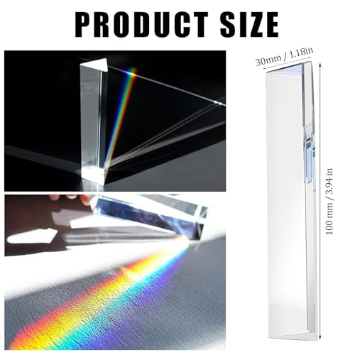 Image of 6pcs Clear Triangular Prism for Photo Rainbow Lights Crystal Optical Prisms Glass Physics Teaching Refracted Light Spectrum Students Presents Gift,100mm /4inch (100 * 30 * 30 * 30mm)