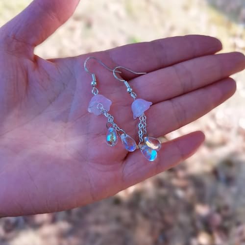 Cute Jellyfish Earrings, Czech Glass Beads Dangle Earrings, Mermaid Teardrop Earrings Jewelry Gifts For Women4