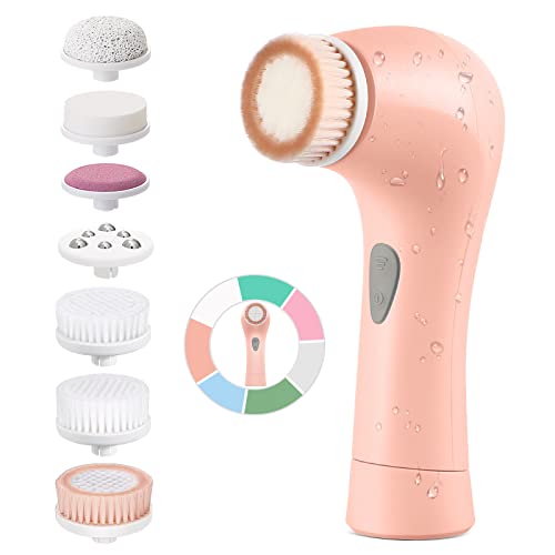 Facial Cleansing Brush Face Scrubberï¼šElectric Exfoliating Spin Cleanser Device Waterproof Cleaning Exfoliation Rotating Spa Machine - Stand Electronic Acne Skin Washer Spinning Cleaner Tool System Set