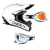 TWO-X Oneal 1Series Crosshelm Solid weiss mit Race Brille weiss iridium - Größe M