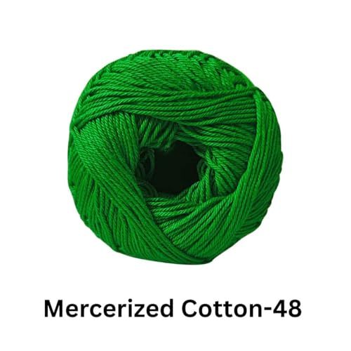 Image of VCR 4 Ply Green 100% Mercerized Cotton Yarn, 60 Grams Hank, 190 Meters Length, Cotton Combed Ball, Smooth and Glossy Crochet Yarn for Crochet and Knitting, Pack of 1, Suitable for DIY Crafts