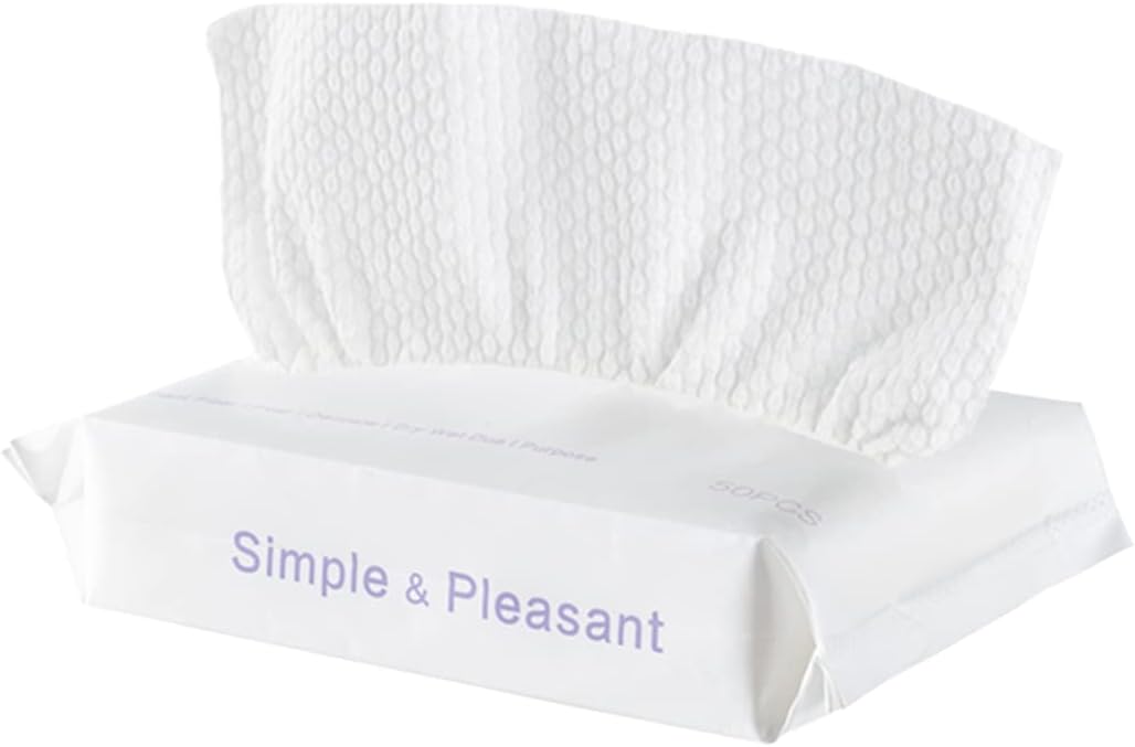 50pcs Disposable Cotton Face Towel Multipurpose Towels Cleansing Towelettes Wet & Dry Use Small Pack for Travel
