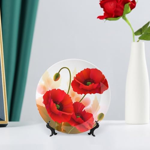 Plato decorativo Bone China Poppy Flowers 6 pulgadas miniatura 6