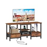 Sweetcrispy Entertainment Center with Stoage Wood TV Stand with Drawers for 65 Inch+ TVS, Television Stands for Living Room Media Console with Charging Station Drawers Shelf Sturdy Frame, 47'' Rustic