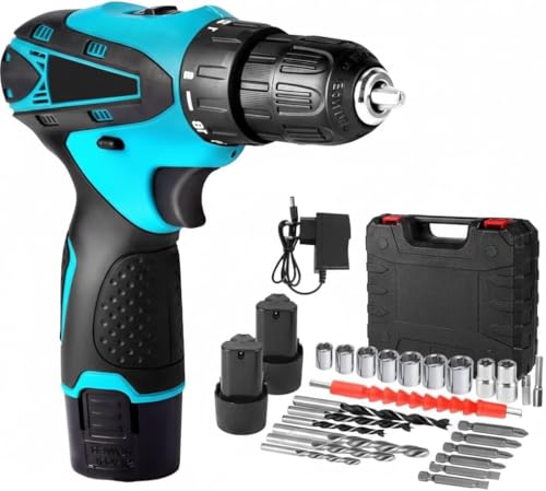 SQUADO Trapano Avvitatore a Batteria 18V – 2 Batterie al Litio, 24 Accessori Valigetta, Mandrino Autoserrante, 18+1 Regolazioni di Coppia, Avvitatore Ricaricabile per Fai da Te