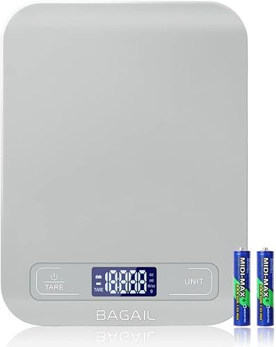 BAGAIL BASICS Báscula digital de cocina, báscula de alimentos de primera calidad, pesa gramos y onzas para hornear y cocinar, 11 libras 11.0 lbs