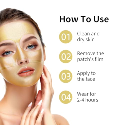 OAKSII 24K Gold Bio Collagen Face Mask, Hydrating Bio Collagen Mask Overnight Collagen Mask Hydrating Collagen Real Deep Mask Skin (34g x4ea) - Image 7
