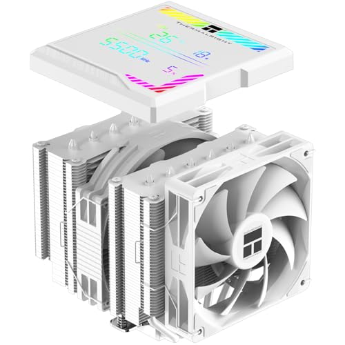 Image of Thermalright Peerless Assassin 140 Digital White CPU Cooler, Dual Towers and Dual CPU Fans, 1850 and 1500RPM+10%,CPU Air Cooler, ARGB Digital Screen, for AM4 /AM5,Intel LGA1851 /1700, White