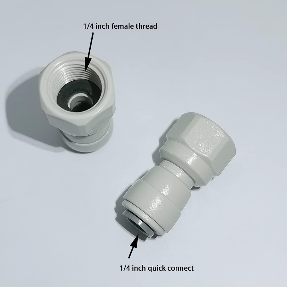 YZM Push-to-Connect Female Thread Adapter, Double O-Ring Seal, 1/4" Female Thread x 1/4" Tube OD Quick Connector Fittings, for RO Water Filter System, Pack of 5
