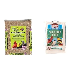 Wild Delight Deck, Porch N’ Patio No Waste Bird Food, 5 lb & Wagner’s 53003 Farmer’s Delight Wild Bird Food with Cherry Flavor, 20-Pound Bag