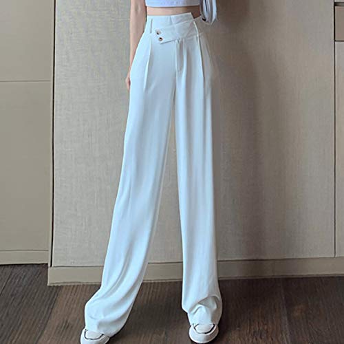 Calça de moletom feminina folgada, lisa, perna larga, bolso de cintura alta, calça capri para mulher