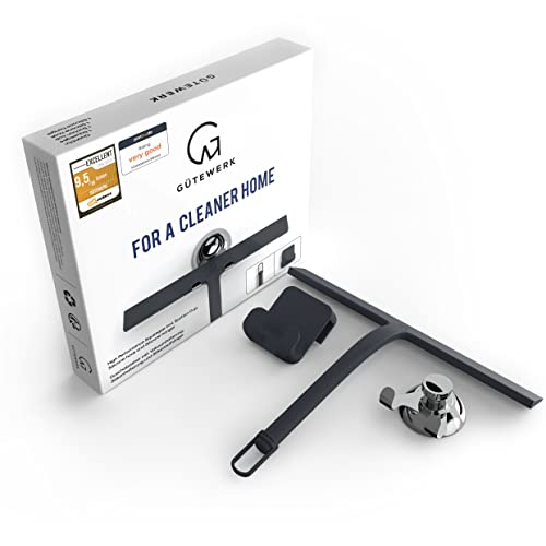 Gütewerk Shower Squeegee For Glass Doors, Rubber Window Squeegee, Small Squeegee For Shower Glass Door, Shower Glass Cleaner, Glass Shower Door Cleaner, Squeegee For Window Cleaning - Black - 11 Inch #TOP7