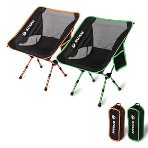 MECHHRE Opvouwbare campingstoel met draagtas, compact, ultralicht, opvouwbaar strandstoel, in hoogte verstelbaar, tuinstoel, robuust en draagbaar voor wandelen, kamperen (2 stuks)