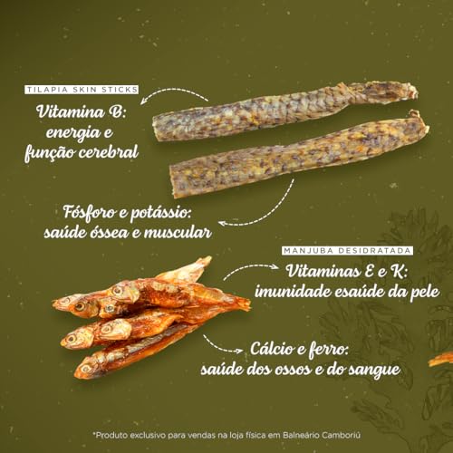 Petiscos Naturais para Cães - Manjuba, 100% Natural, Rico em Ômega-3, Vitaminas e Colágeno, Embalage