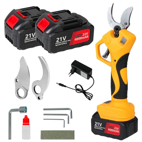 Tijeras de Podar Eléctricas 40MM Hojas SK5 Tijeras de Podar Inalámbricas 21V con Pantalla LCD 2...