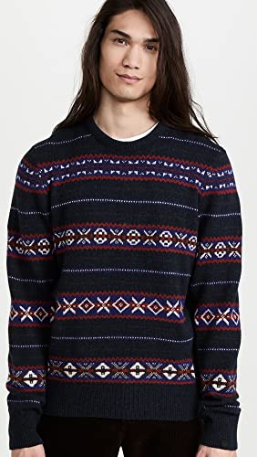 Rag & Bone Men's Wesley Fair Isle Crew, Navy Multi, M #TOP1