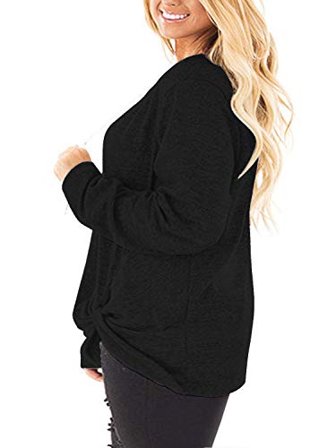 Image of DOLNINE Womens Plus Size Knotted Tops Long Sleeve Tee Shirts Loose Casual Blouse