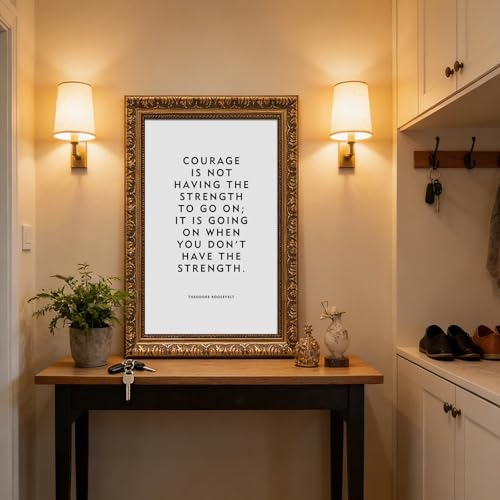 Poster de courage haut de gamme cadre doré rétro mnyuein