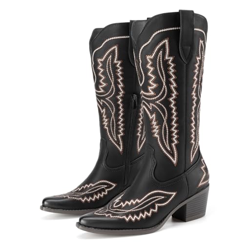 Athlefit Cowboy Boots for Women Cowgirl MId Calf Brown Block Boots Size 8 by Athlefit - Used condition - Image 8