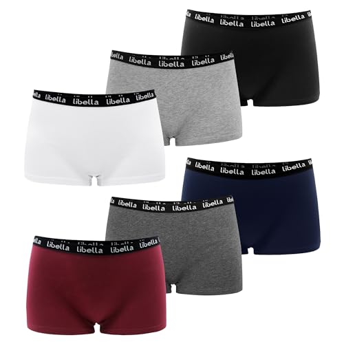 Uizuooy Boxershorts Damen Baumwolle Slips Damen Atmungsaktiv Panties Weich Frauen Unterwäsche Stretch Hipster Bequeme Unterwäsche Mehrpack 6er Pack UN2-L-6