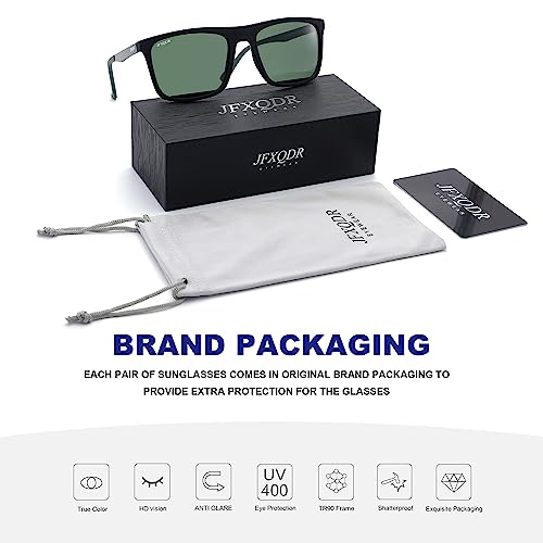 Image of Men's Polarized Sunglasses, Square Rubber Frame Carbon Fiber Temple Fishing Driving Sun Glasses UV Protection RFS8205