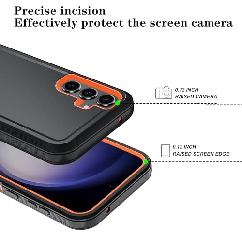 ONOLA Phone Case for Samsung Galaxy S23 FE Case with HD Screen Protector, Heavy Duty Shockproof & Dropproof 3-Layer Cover Phone Case for Galaxy S23 FE 6.4'',BlackOrange by ONOLA - Used condition - Image 3