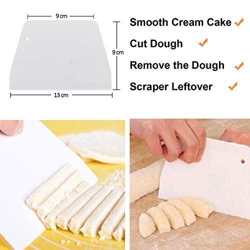 Sapid Flexible Silicone Bowl Scraper Plastic Pastry Scrapers Set, Food Grade Bench Dough Scraper for Baking Sourdough Bread, Cake, Heat- Resistance Dish Scrapers (5.98"×4.3", Orange)