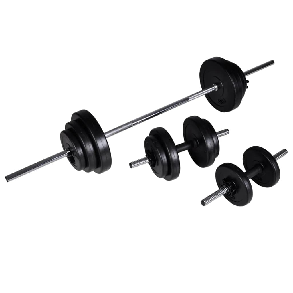 Homgoday Soporte para sentadillas con barra y juego de mancuernas de 77 libras