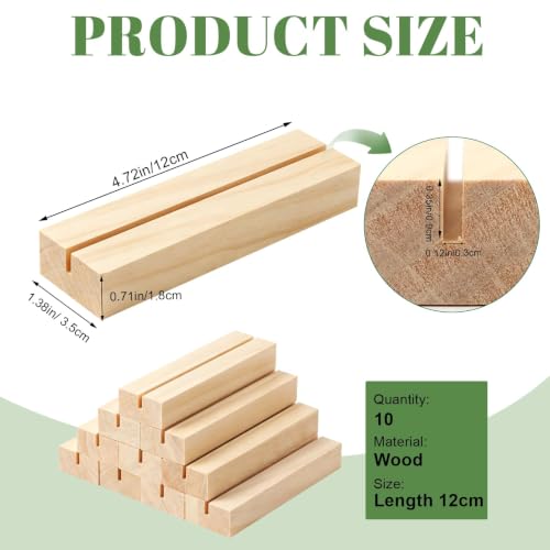 Image of 10Pcs 4.72x1.38 Inches Wood Table Number Stands, Wooden Place Card Holders, Acrylic Sign Holders for Wedding, Ceremony, Birthday, Party, Home Decoration, Events (3mm Slots)