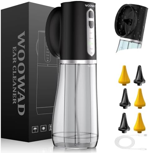 Ear Wax Removal Kit 250ML+300ML, Electric Ear Cleaner Dural Water Tank 4 Modes Noise<65dB IPX7 Waterproof, Earwax Removal Tool Ear Cleaning kit for Adults,Kids, Elderly,Swimmer