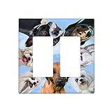 Uanvaha Poppy Dog 2-Gang Wall Plate for Decorator Outlets Dogs Pet Farm Animals Blue Sky Decorator Light Switch Receptacle Outlet Covers, Unbreakable Polycarbonate Thermoplastic