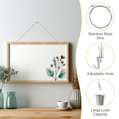 UFURMATE Bilder-Aufhängeset mit Haken, 10 Stück, verstellbarer Edelstahl-Aufhängerdraht, Edelstahlseil für Kunstbilder, Spiegelkörbe (0,5 m)