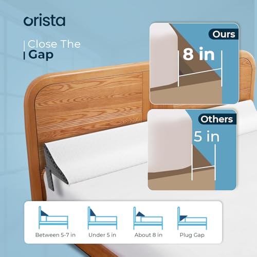Image of Orista Memory Foam Bed Wedge Headboard Mattress Gap Pillow | Gap Filler 0-8 Inch Between Headboard and Mattress with Side Pockets| King Size 78 x 10 x 6 Inch | Skin Friendly Cover