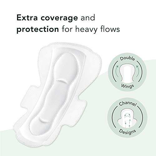 Rael Pads For Women, Organic Cotton Cover - Period Pads With Wings, Feminine Care, Sanitary Napkins, Heavy Absorbency, Unscented (Large, 24 Count) #TOP1