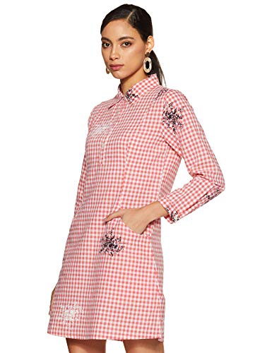 Image of MsFQ Women's Cotton Skater Knee-Long Dress (FDRF501743 Red S)