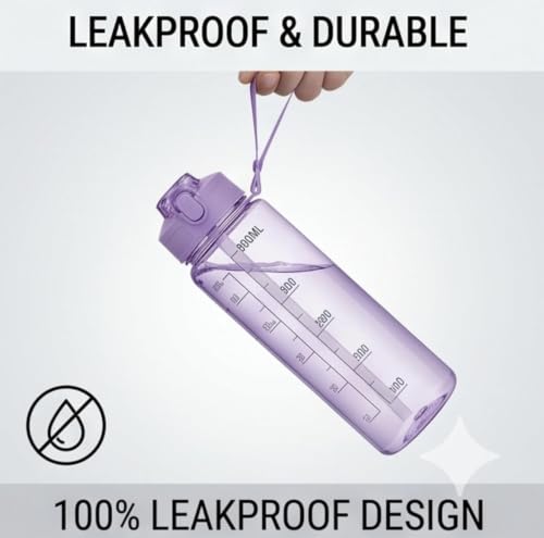 Image of Pack of 6 Water Bottles for return gifts I Leak proof, 900 ml Motivational water bottles. Best for kids birthday party return gifts and for office and kitty parties. Random colour