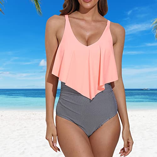 Swimsuit de babados retrô para mulheres - Mulheres Flounce Maiôs Retro Flounce Maiôs, Controle de Ba